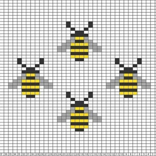 Gráfico de abelha em ponto cruz para tolhas 