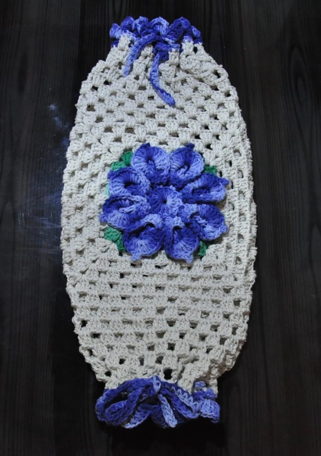 Puxa saco de crochê flor
