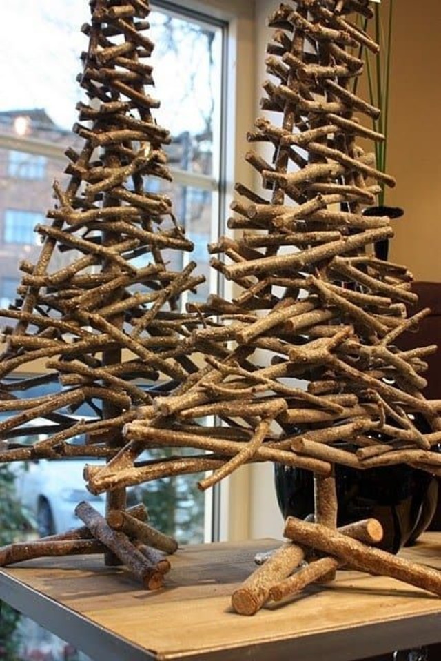 árvore de natal artesanal de galhos