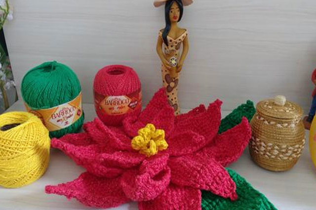 Flor de crochê para o Natal 