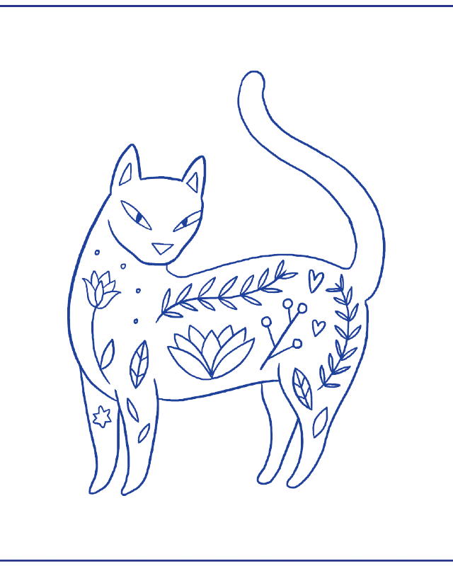 desenho para bordado gato