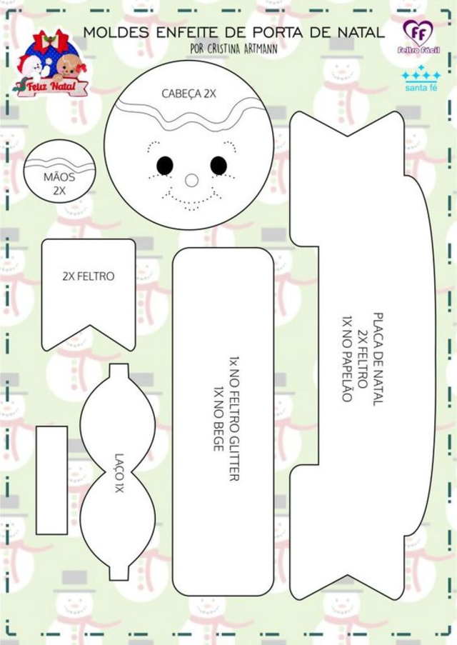 moldes de enfeites de natal em eva
