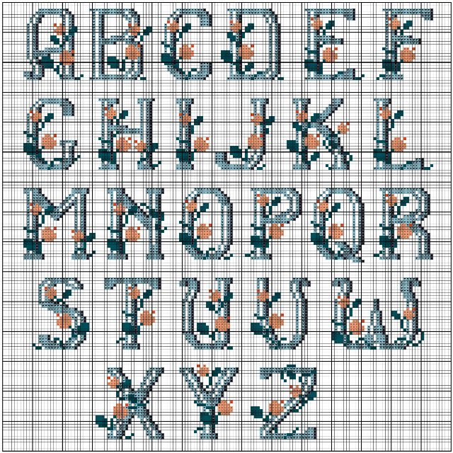 alfabeto em ponto cruz