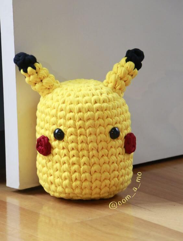 pontos de crochê fio de malha picachu