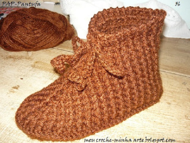 pantufas de crochê