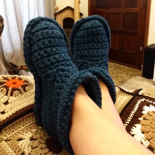 pantufas de crochê