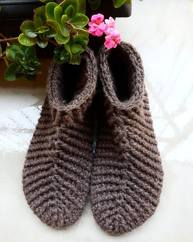 pantufas de crochê