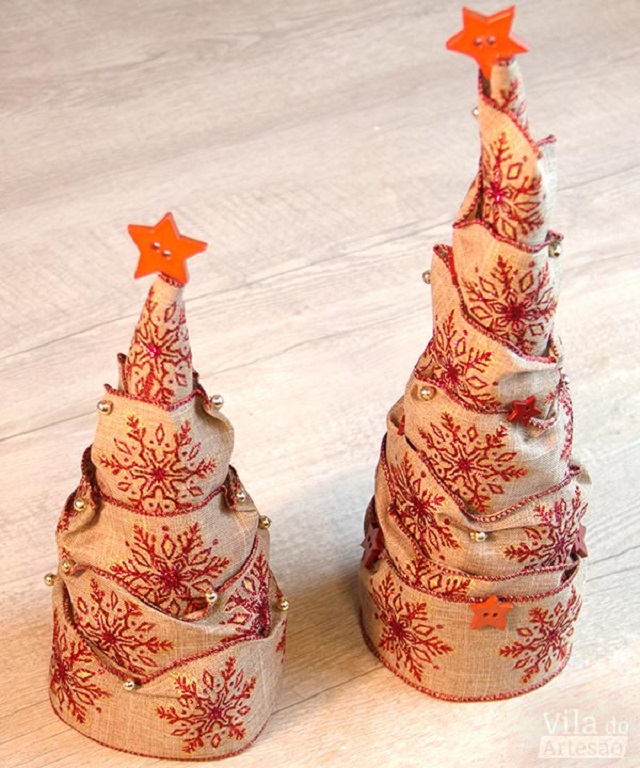 3 Modelos de Árvore de Natal com Fita Super Fáceis de Fazer | Revista Artesanato 3 Modelos de Árvore de Natal com Fita Super Fáceis de Fazer | Revista Artesanato