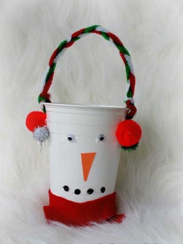 boneco de neve material reciclavel