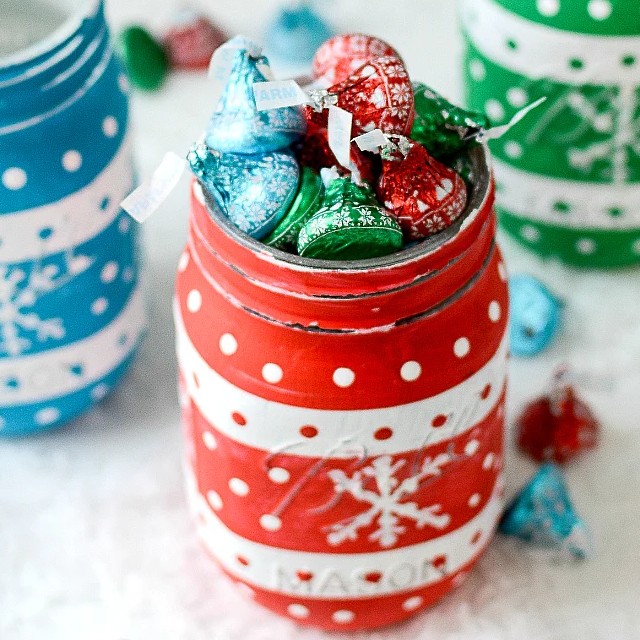 decorar potes de vidro para o natal