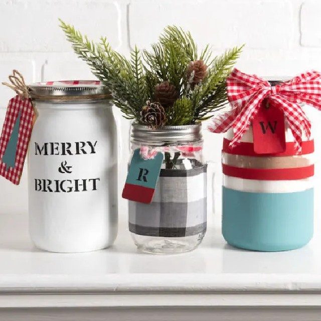decorar frascos de vidro para o natal