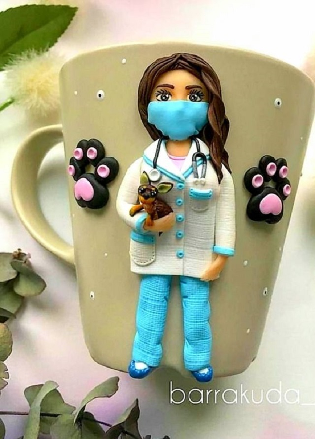 Caneca Decorada com Biscuit veterinária
