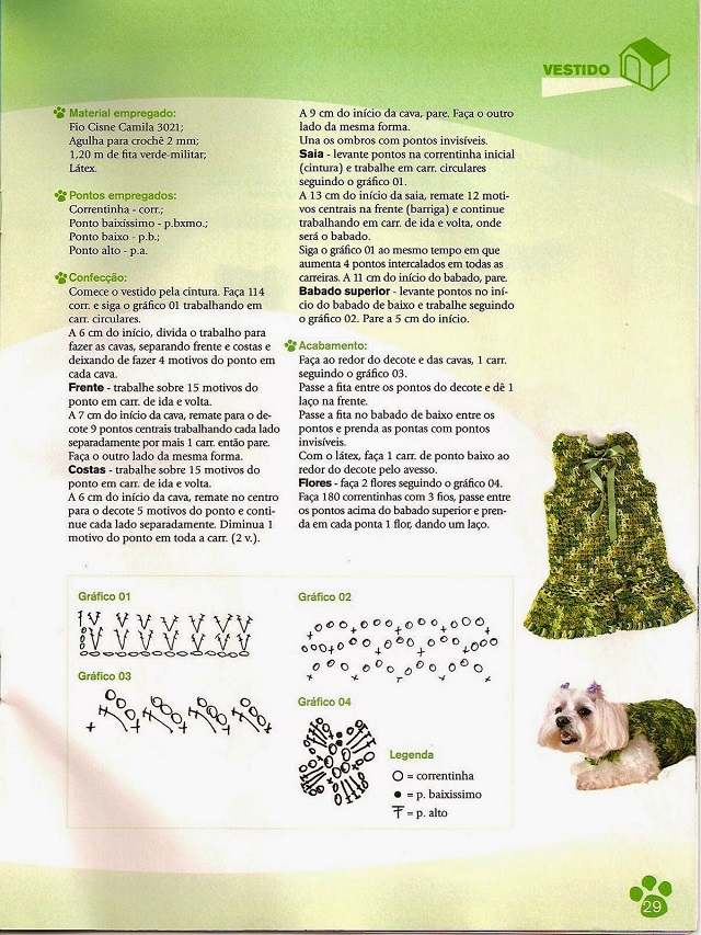 roupa de crochê para cachorro tamanho m