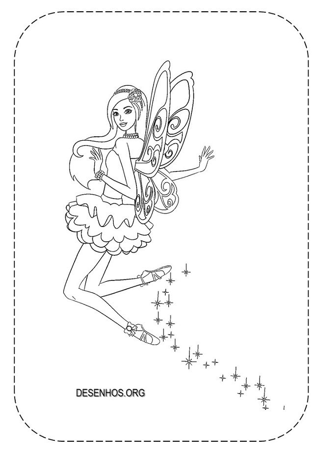 Desenho de Barbie fada para colorir