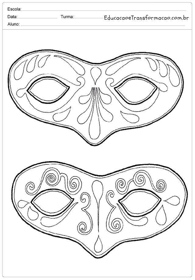 máscara de carnaval para imprimir