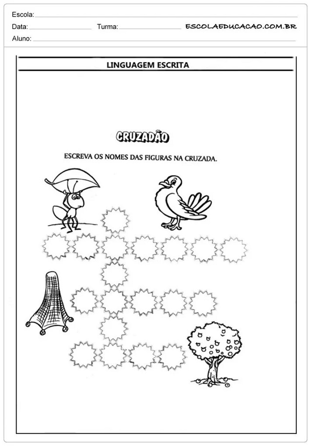 palavra cruzada infantil