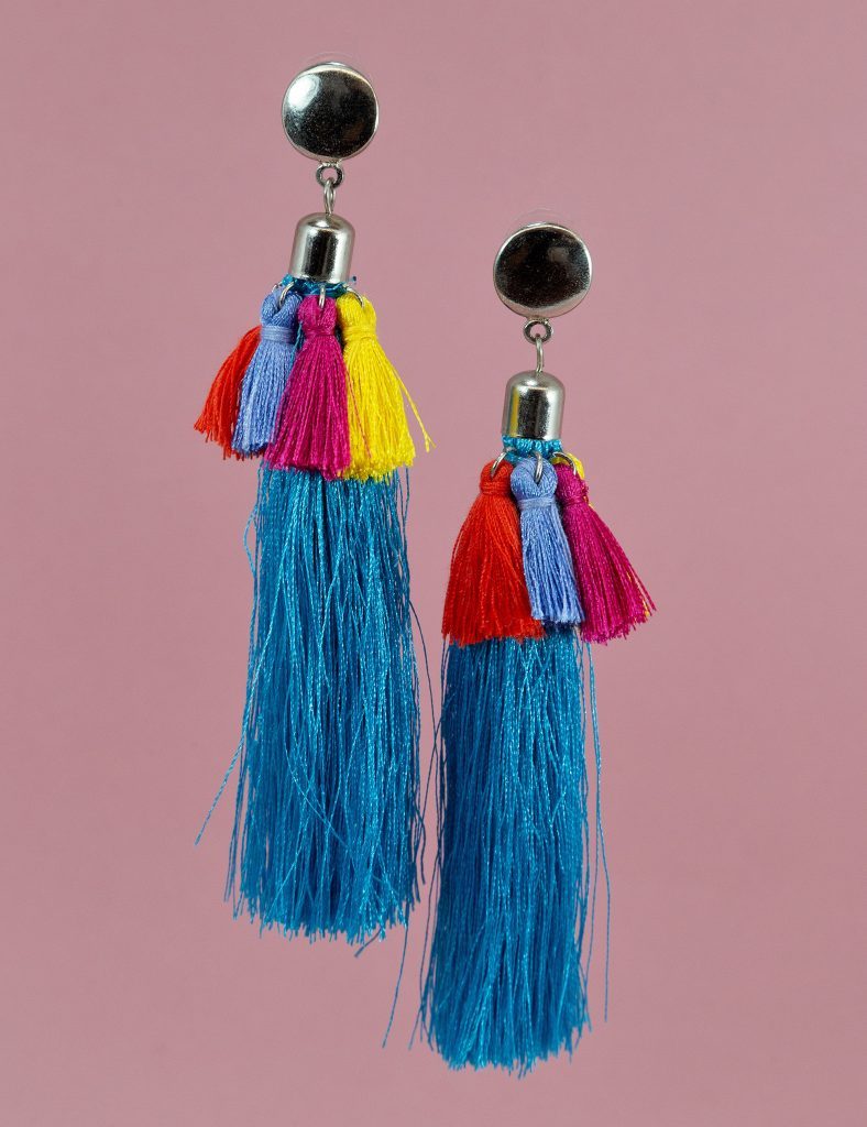 brinco tassel colorido