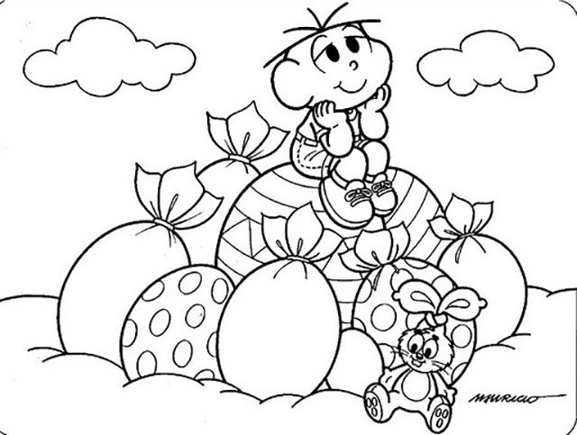 Desenhos para colorir: Desenhos da Monica para colorir, tema Páscoa