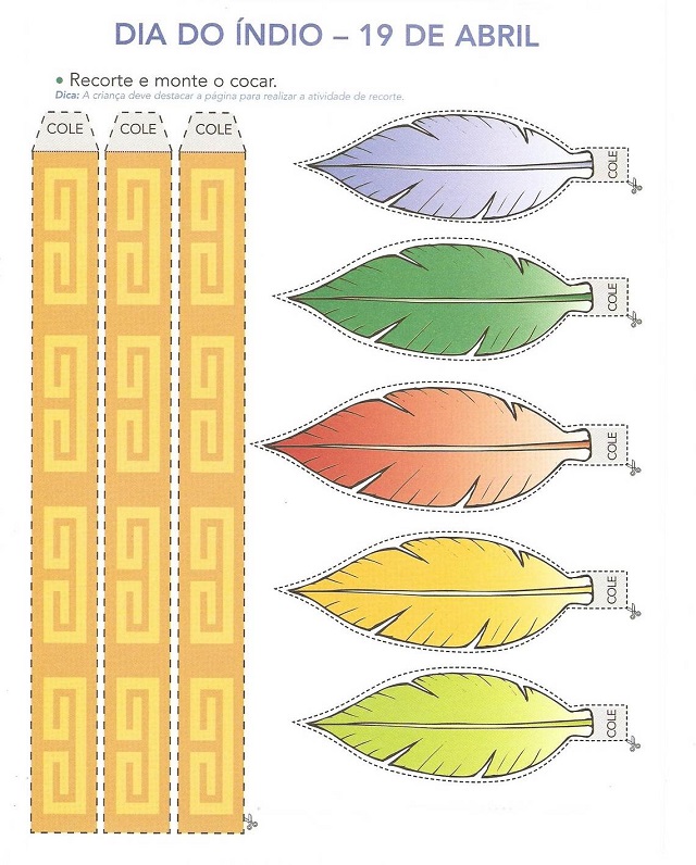 cocar de índio para imprimir colorido