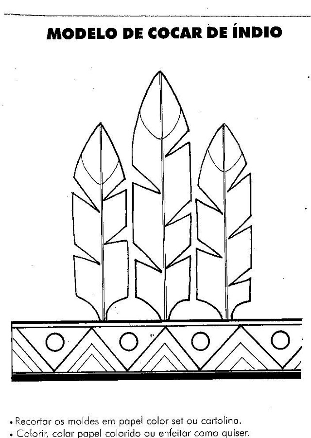 molde de cocar para o dia do índio educação infantil