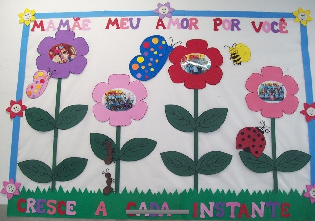 mural dia das maes com flores