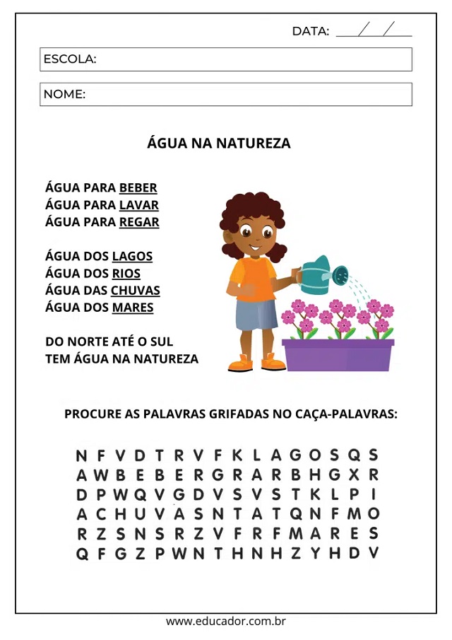 atividade do meio ambiente para educação infantil