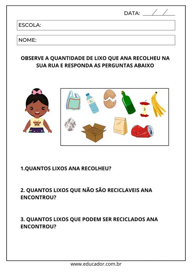 Perguntas e Respostas / Dia mundial do meio ambiente / Educação infantil 