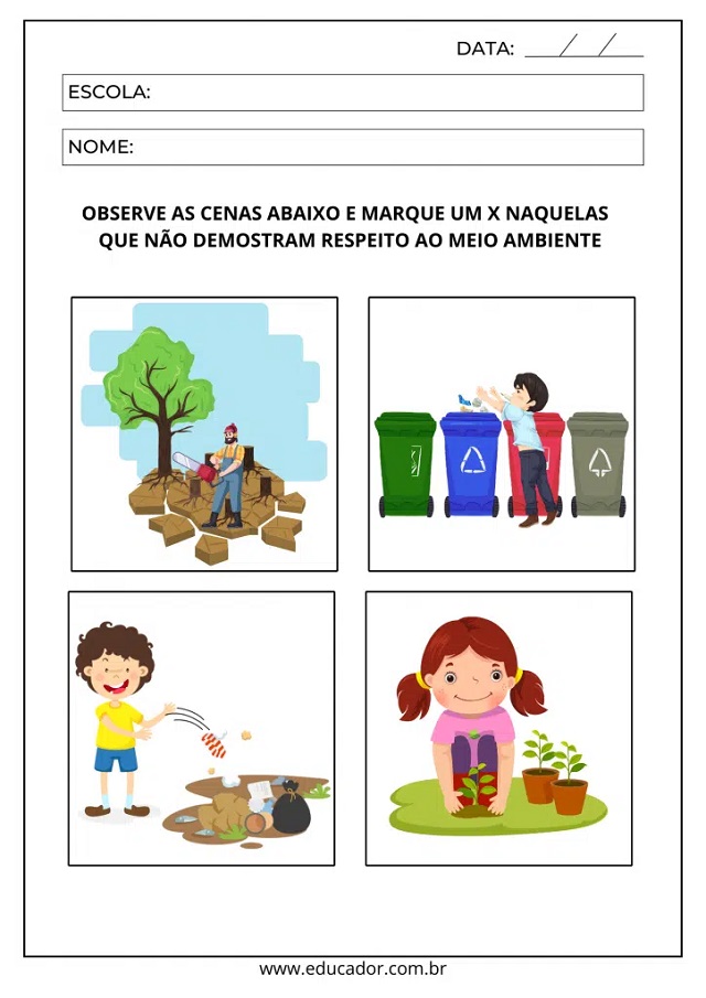 atividade educação infantil meio ambiente