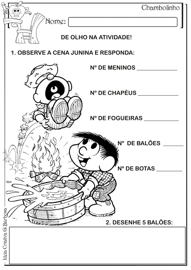 atividade de matemática sobre festa junina