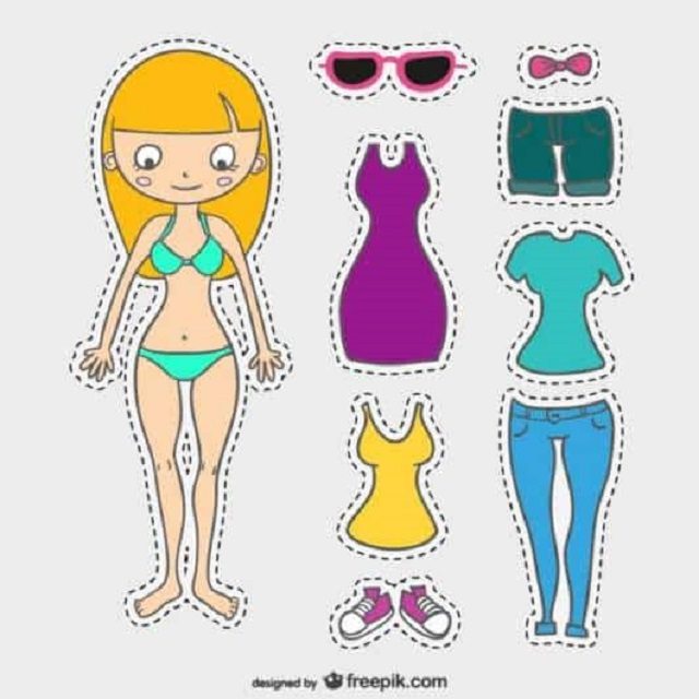 Image result for bonecas de papel para imprimir com muitas roupas