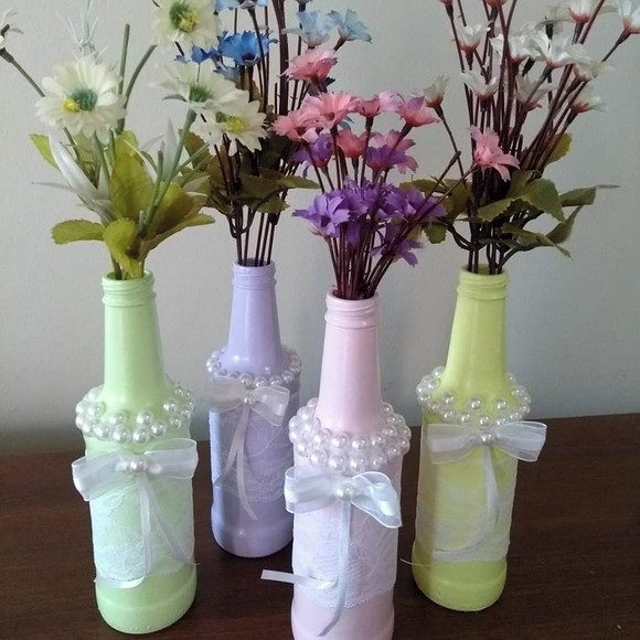 garrafa de vidro decorada