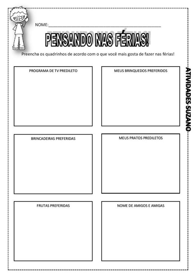 atividades sobre as férias