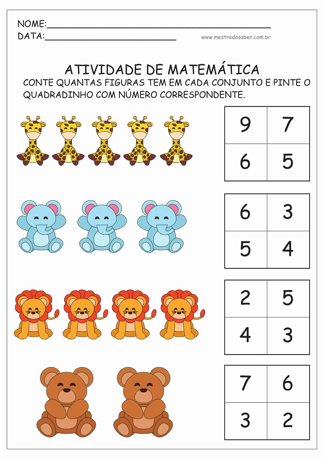 atividade de matematica para educacao infantil