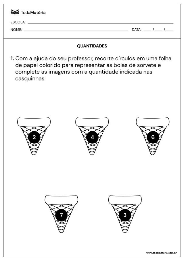 atividade de matemática 1 ano