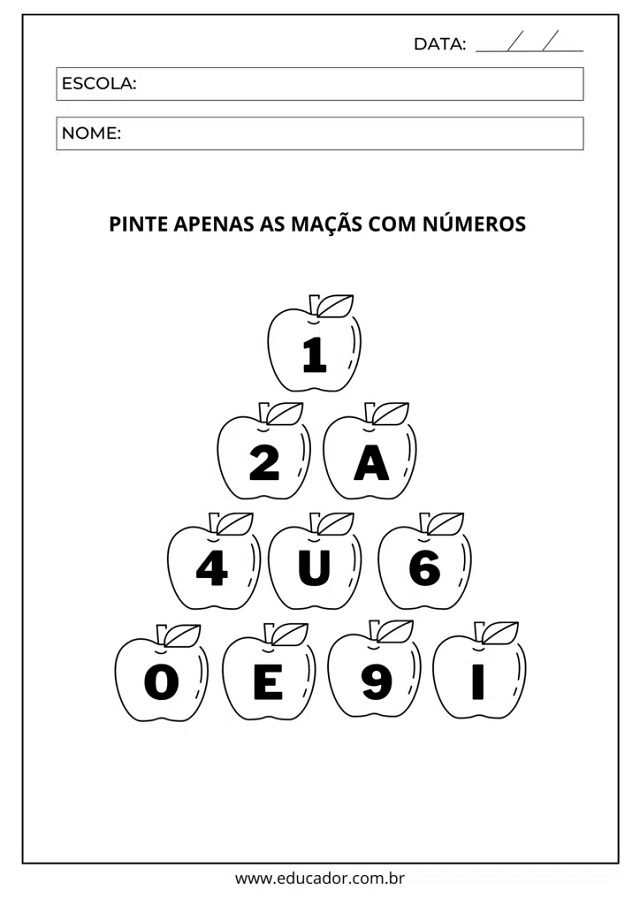 atividade de matemática 1 ano