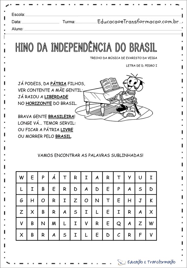 atividades sobre a independência do brasil