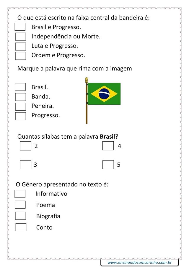 atividades do dia da independencia para educação infantil
