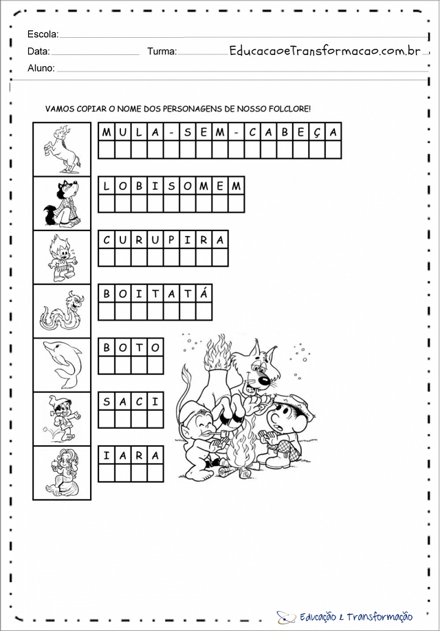 Atividade sobre o Curupira - Educação Infantil