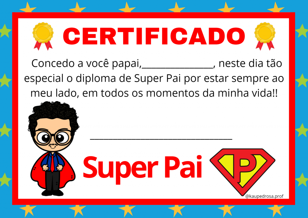 certificado para o dia dos pais