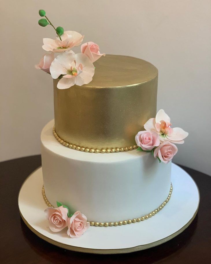 bolo casamento dourado