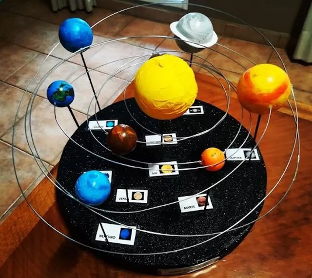 maquete sobre o sistema solar