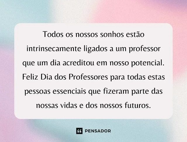 mensagem dos dias dos professores