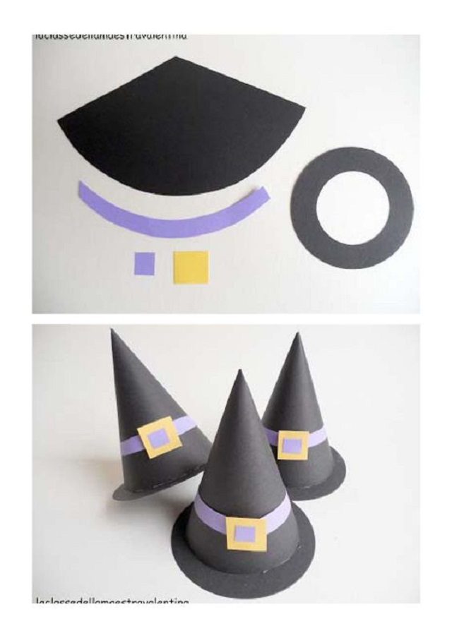 como fazer chapeu de bruxa de papel