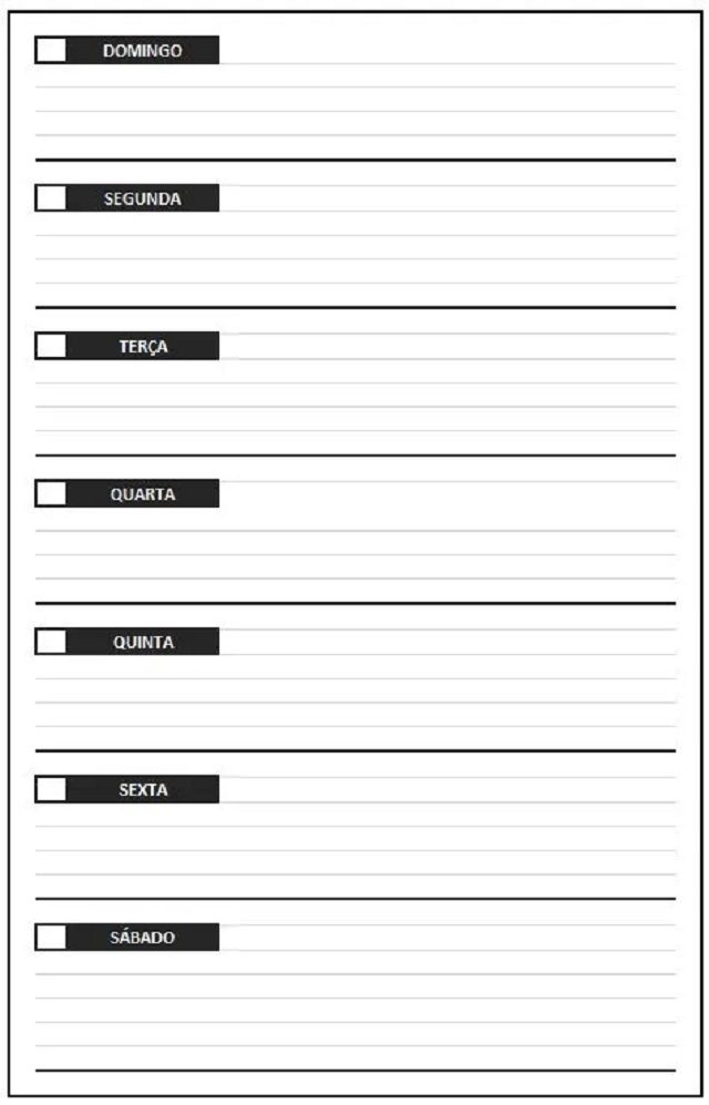 planner semanal para imprimir preto e branco