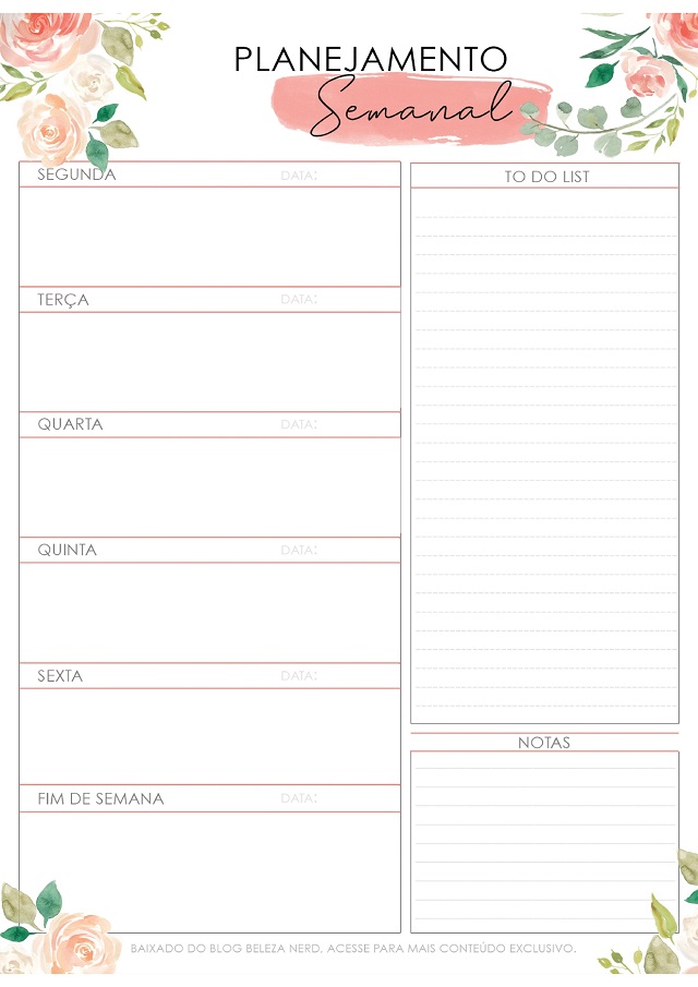 planner para imprimir semanal