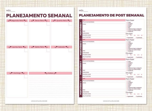 modelo de planner semanal