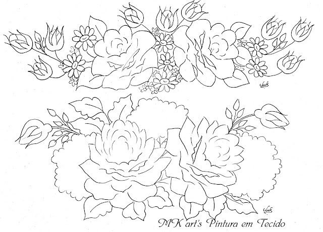 risco de flores para pintar