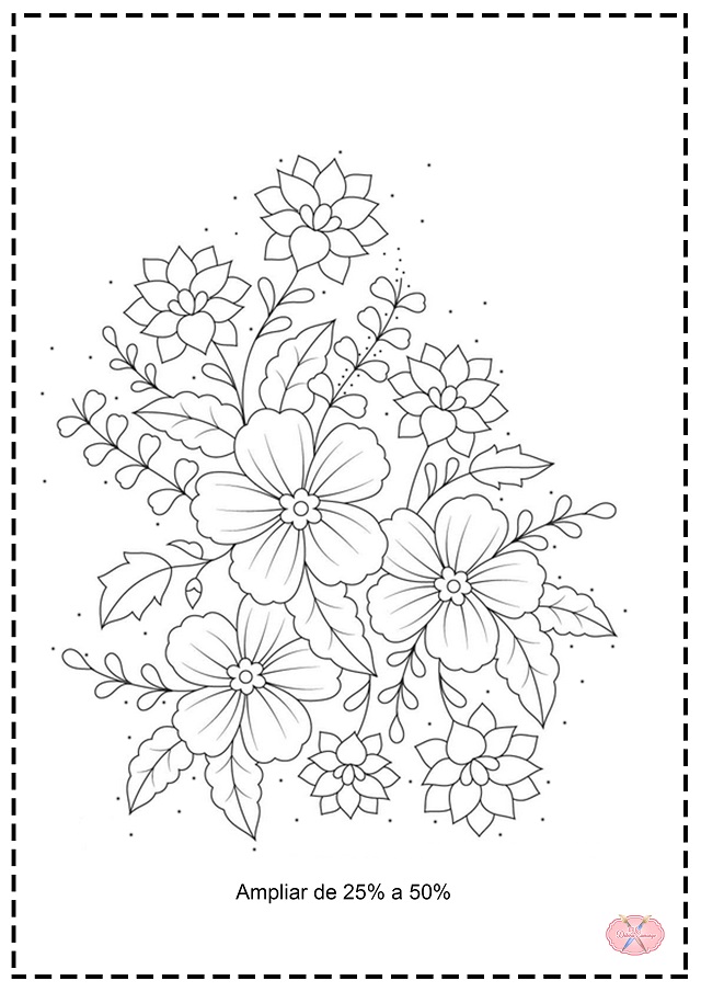 risco de flores para pintura em toalha de banho