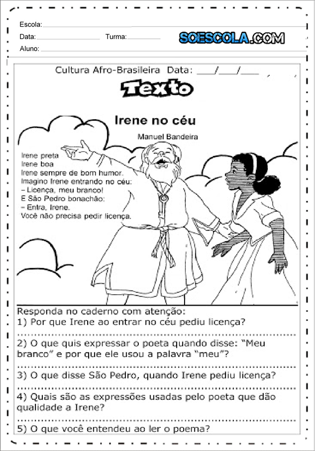 atividades para o dia da consciência negra