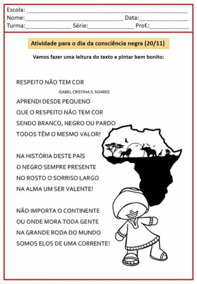 atividade consciência negra